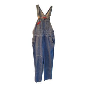 Vintage UnionBay Overalls Blue Jean Denim sz M Paint Spatter Unisex Union Bay